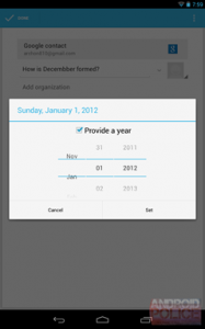 AndroidPolicen julkaisema kuva Android 4.2:n kalenteribugista