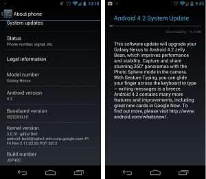 Android 4.2 -päivitys Galaxy Nexukselle