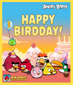 Kuva Angry Birdsin Facebook-sivulta 3-vuotispäivänä