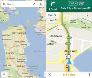Kuvankaappauksia Google Maps -sovelluksesta iOS-laitteille