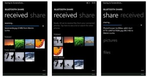 Kuvankaappauksia Nokian uudesta Bluetooth-jako-sovelluksesta
