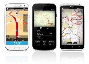 TomTom-navigointi Galaxy S III:ssa, Nexus 4:ssä ja One X:ssä