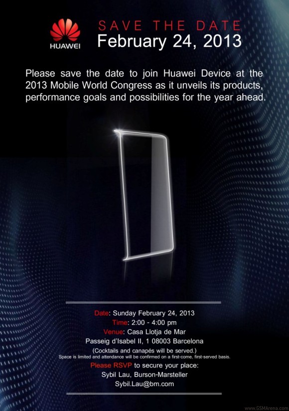 Huawein kutsu medialle MWC 2013 -tilaisuuteen