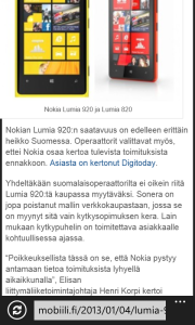 Internet Explorer 10 -selain Lumia 820:ssä