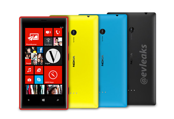 Nokia Lumia 720 eri väreissä edestä ja takaa