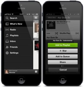 Kuvia Spotify 0.6.0:sta ja uusista valikoista iPhoneissa