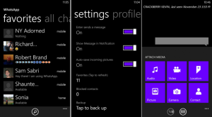 Kuvankaappauksia WhatsAppin Windows Phone -sovelluksesta