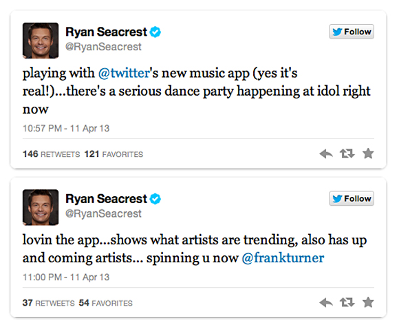 "...lovin the app", kertoo Ryan Seacrest.