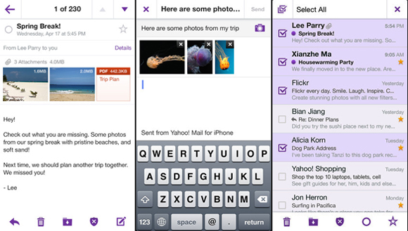 Myös Yahoo! Mailin iOS-versio on saanut uuden ilmeen.
