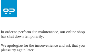 Kuvankaappaus Geeksphonen verkkokaupan väliaikaista sulkemista pahoittelevasta viestistä