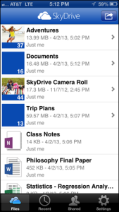 Microsoft SkyDrive iPhonessa