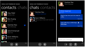 Kuvankaappauksia Nokia Chat -sovelluksesta