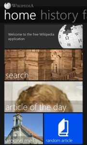 Kuvankaappaus Wikipedia-sovelluksesta Windows Phonelle