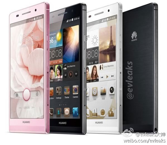 Huawei Ascend P6 eri väreissä @evleaksin julkaisemassa kuvassa