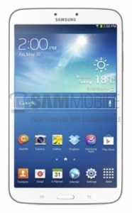 Samsung Galaxy Tab 3 8.0 SamMobilen julkaisemassa kuvassa