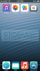 9to5Macin luoma esimerkkikuva Applen iOS 7:n odotettavasta ulkoasu-uudistuksesta
