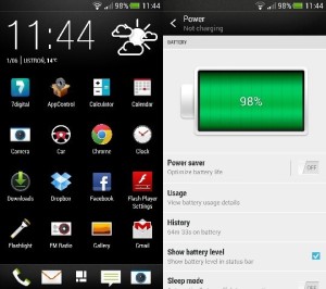 Kuvankaappauksia HTC Onen Android 4.2.2 -ohjelmistopäivityksestä