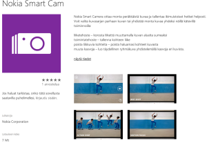 Nokia Smart Camera Windows Phonen sovelluskaupassa
