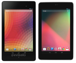 Vasemmalla uusi Nexus 7, oikealla alkuperäinen @evleaksin vuotamassa kuvassa