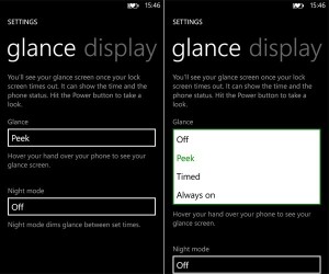 Nokia Glance Screenin asetukset - uutena mukana Peek-vaihtoehto