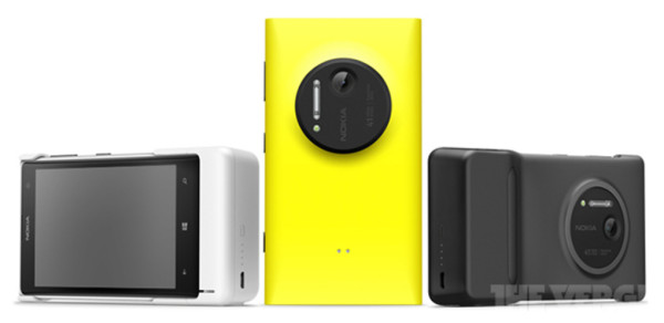 Nokia Lumia 1020 ja Camera Grip -lisäkuoret The Vergen julkaisemassa lehdistökuvassa