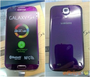 Samsung Galaxy S4 Purple Mirage edestä ja takaa