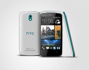 HTC Desire 500 takaa, edestä ja sivulta
