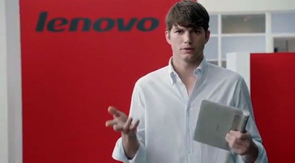 Ashton Kutcher on Lenovo-mies