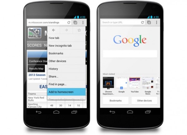 Chrome 31 beta Androidille