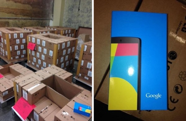 Nexus 5 -pakkauksia varastossa. Kuvat julkaistu NeoGAF-keskustelupalstalla.