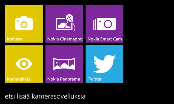 Windows Phonen kamerasovellusten valikko löytyy nyt Nokia Camerasta toisin kuin aiemmin Pro Camerasta