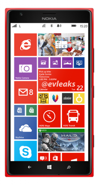 Nokia Lumia 1520 punaisena @evleaksin vuotamassa lehdistökuvassa