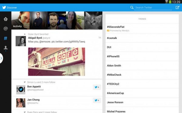 Twitter Android-tableteille