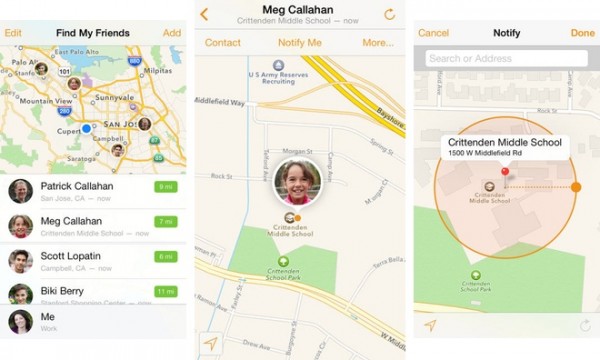 Find My Friends eli suomeksi Etsi ystäväni -sovellus uudeen ilmeen mukaisena iOS 7:llä