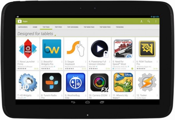 Google Play nostaa tablettisovellukset esille