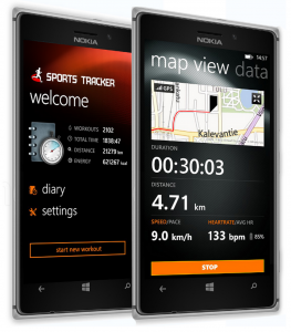 Sports Tracker sykevyötuella Windows Phonelle