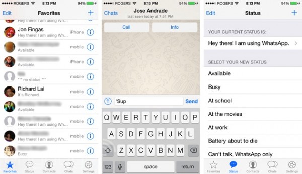 WhatsAppin uusi Applen iOS 7:n mukainen ilme