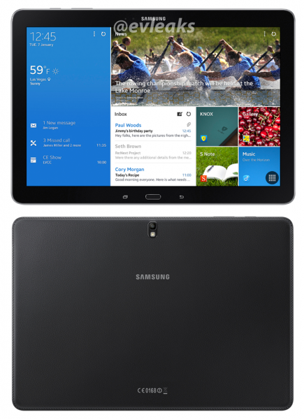 Samsung Galaxy Tab PRO 12.2 @evleaksin julkaisemassa kuvassa