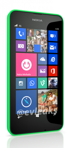 Nokia Lumia 630 @evleaksin julkaisemassa kuvassa