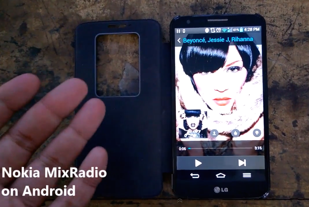 Nokia MixRadio toiminnassa LG:n G2-puhelimessa