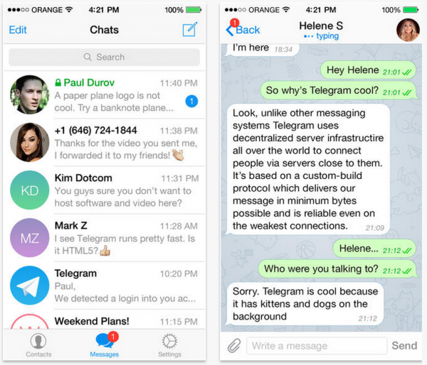 Telegram Messenger muistuttaa myös WhatsAppia