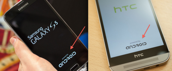 Powered by Android -merkintä uusissa Samsung Galaxy S5 ja HTC One (M8) -puhelimissa