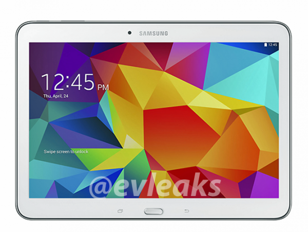 Samsung Galaxy Tab 4 10.1 valkoisena @evleaksin vuotamassa lehdistökuvassa