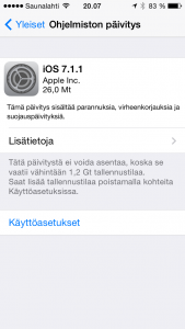 Tieto iOS 7.1.1 -päivityksestä