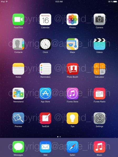 Väitetty kuvankaappaus iOS 8:sta iPadissa