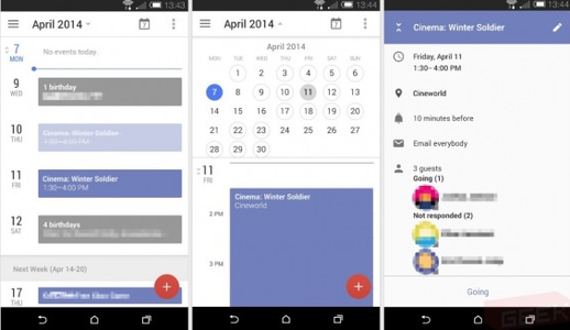 Kuva Androidin vuodetusta uudesta kalenterisovelluksesta - antaako tämä myös osviittaa Androidin tulevaisuudella?
