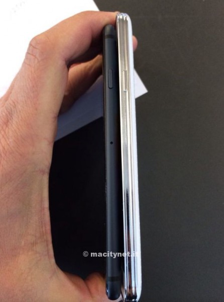 Galaxy S5 vs. "iPhone 6" sivuvertailussa macitynet.it:n kuvassa
