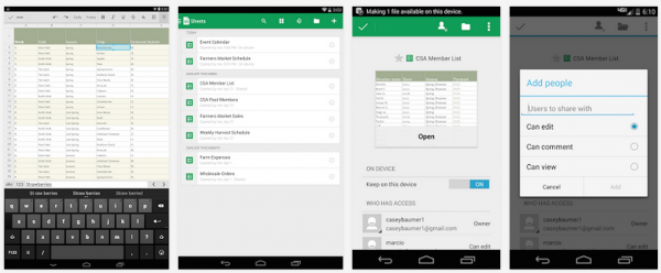 Google Sheets Androidille