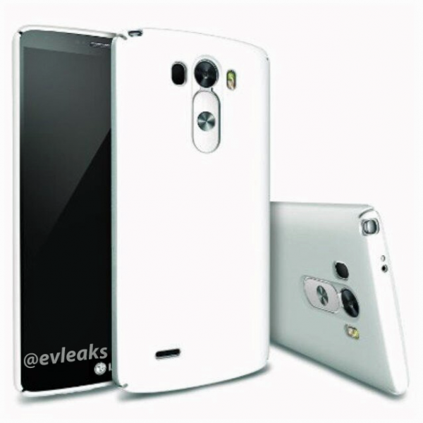 LG G3 valkoisena lisäsuojakuorella @evleaksin julkaisemassa kuvassa