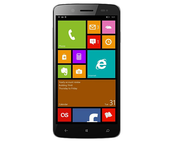 Prestigion uusi Windows Phone 8.1 -puhelin edestä